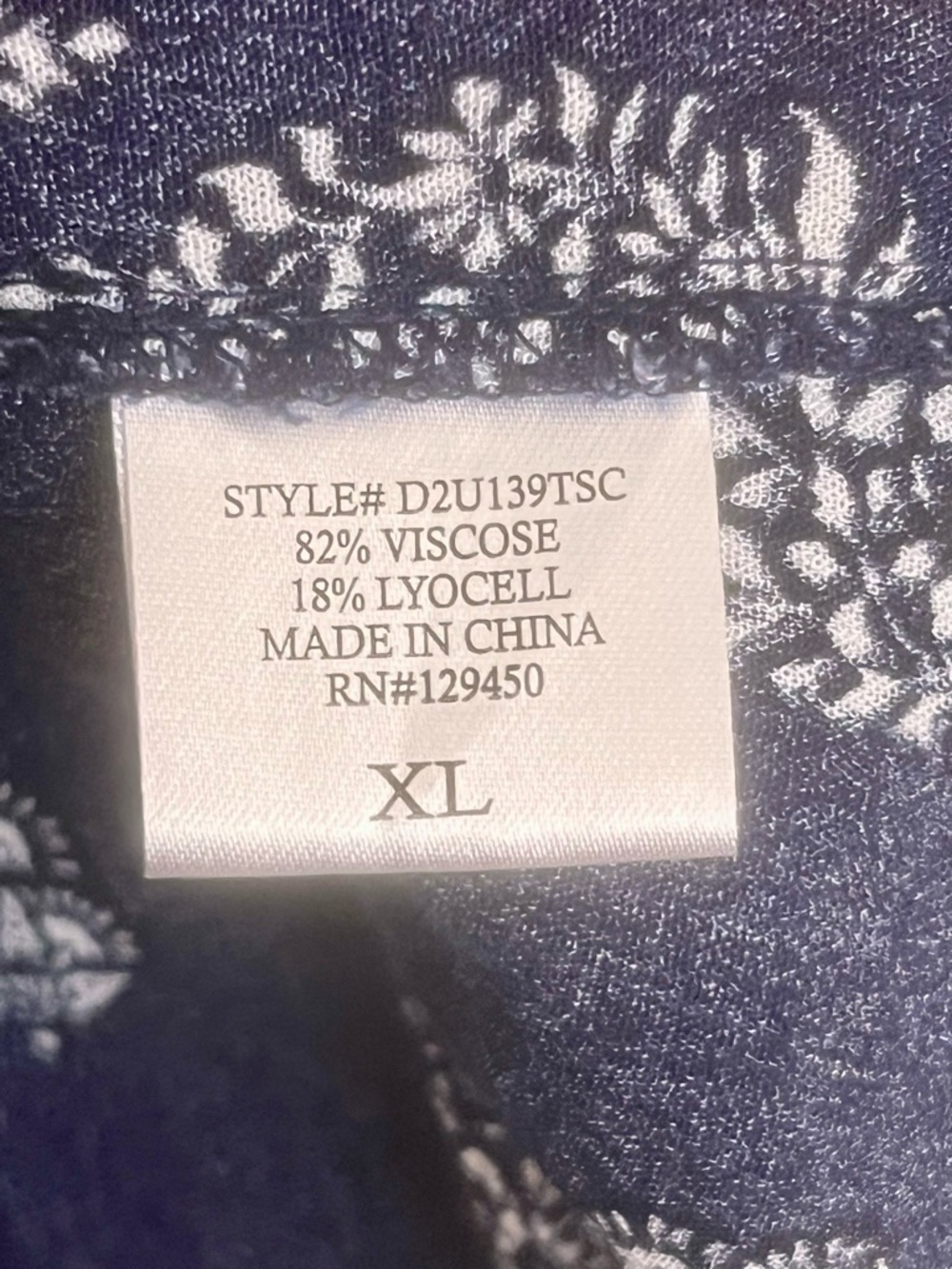 Como Vintage Navy Blue Boho Print Blouse XL Flowy Top - Picture 3 of 6